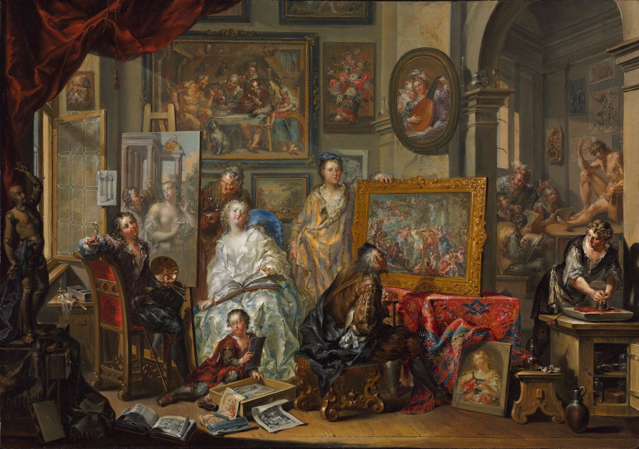 Lo studio del pittore da Johann Georg Platzer