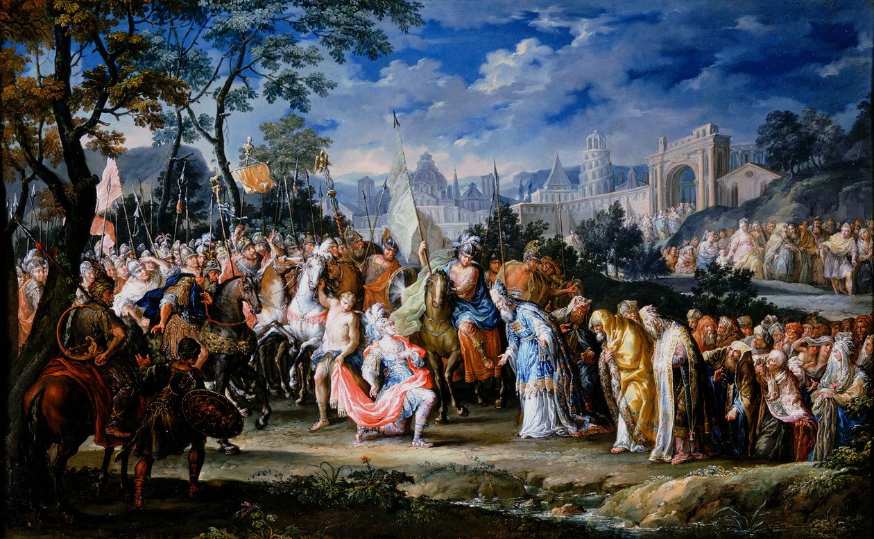 Ingresso di Alessandro Magno a Babilonia, 331 a.C., XVIII secolo da Johann Georg Platzer