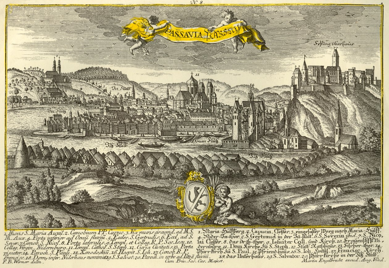 Passau, c1740 da Johann Georg Ringlin