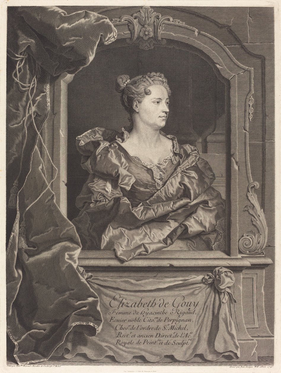 Elizabeth de Gouy, moglie di Hyacinthe Rigaud da Johann Georg Wille after Hyacinthe Rigaud