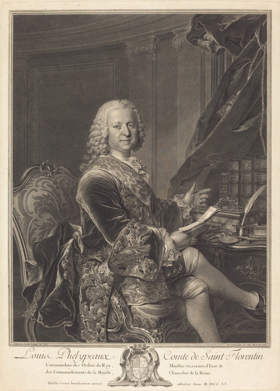 Louis Phelypeaux, conte di Saint Florentin da Johann Georg Wille after Louis Tocqué
