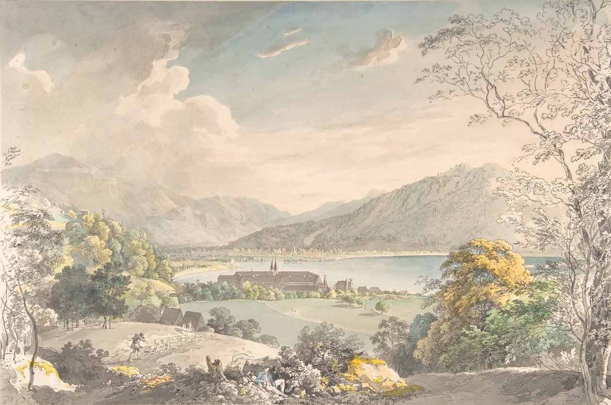 Veduta del Monastero di Tegernsee visto da nord-est, fine XVIII-metà XIX secolo da Johann Georg von Dillis