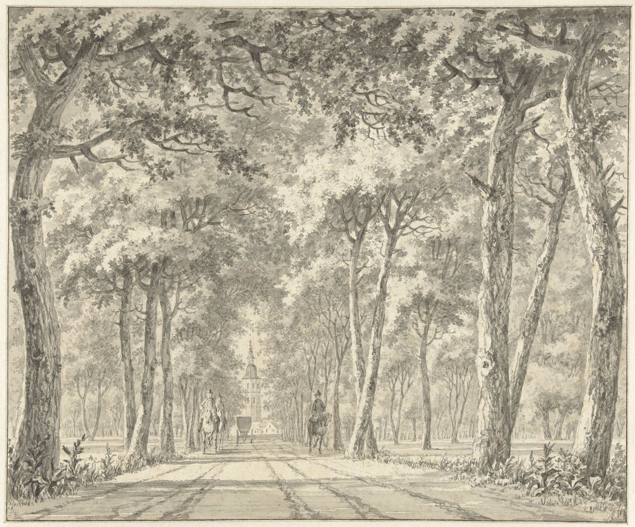 Vista di un viale con il Castello di Karlsruhe da Johann Goll van Frankenstein (I)