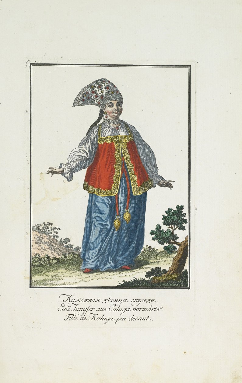 Una fanciulla di Kaluga in abito festivo da Johann Gottlieb Georgi