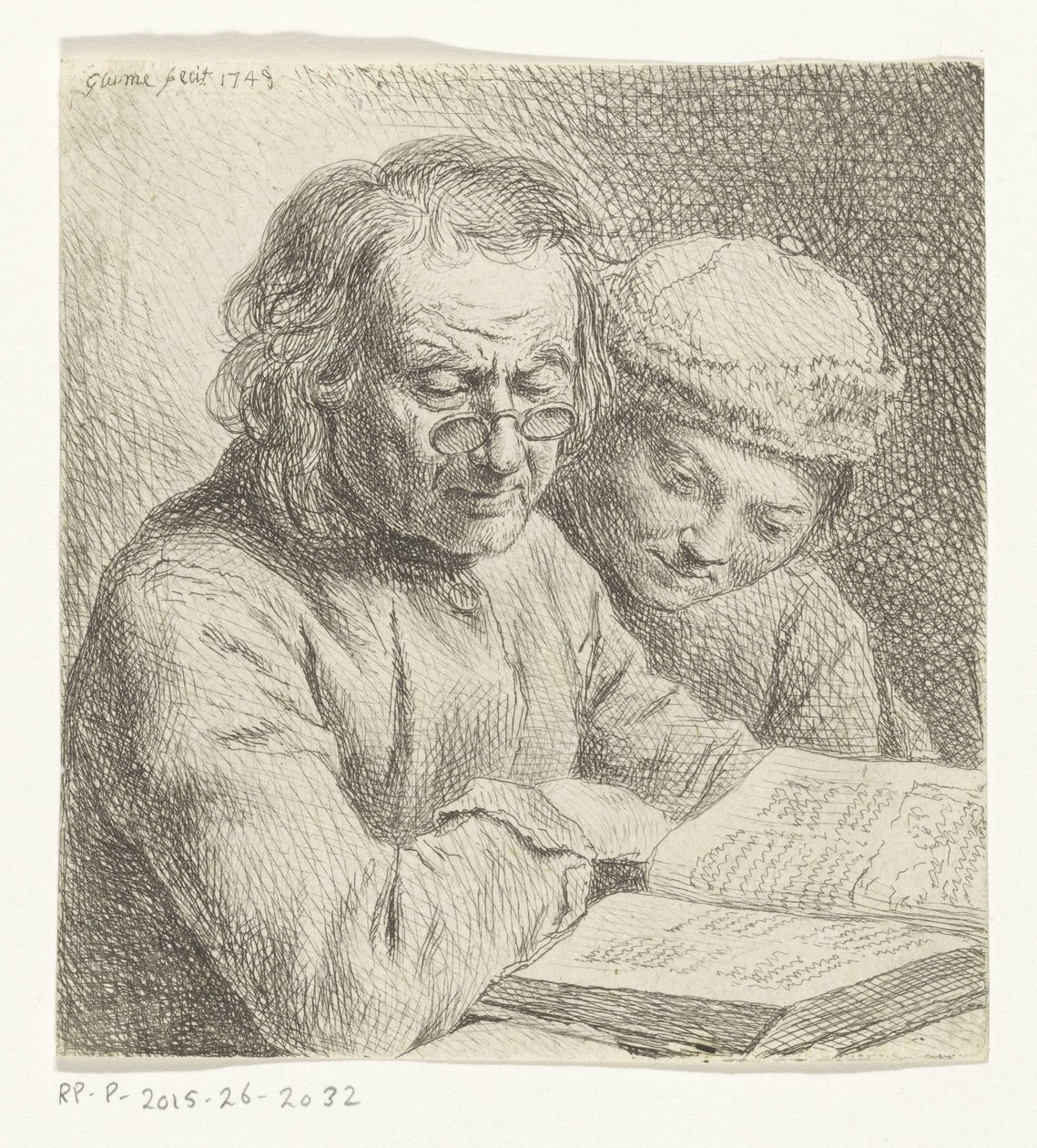 Uomo e ragazzo leggono un libro da Johann Gottlieb Glume