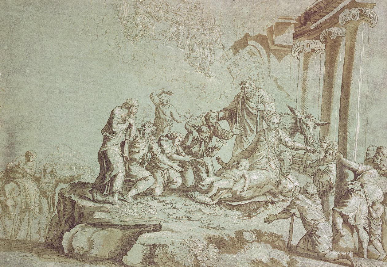 Adorazione dei pastori da Johann Gottlieb Prestel