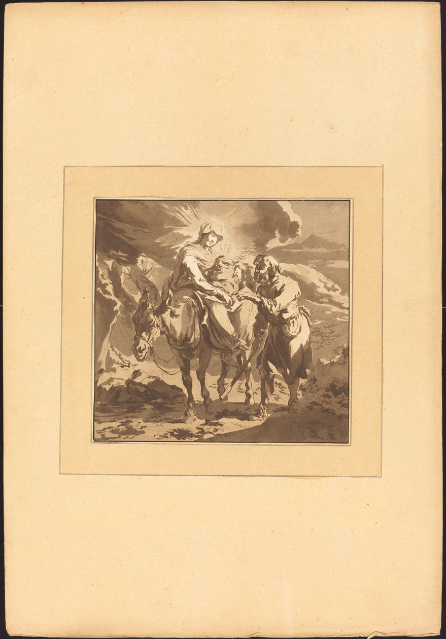 La fuga in Egitto da Johann Gottlieb Prestel after Nicolaes Pietersz Berchem