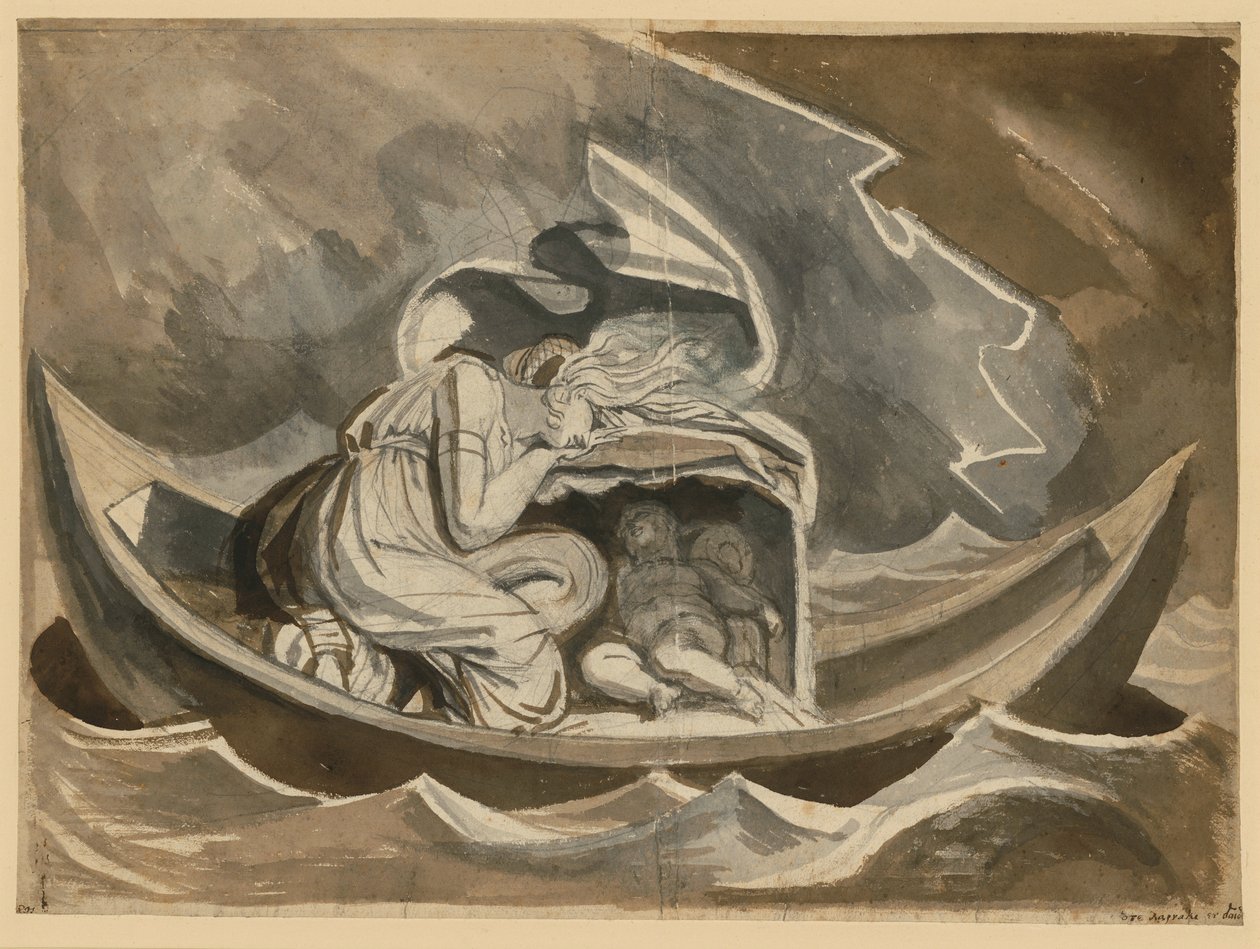 Danae sulla barca con il piccolo Perseo da Johann Heinrich Füssli