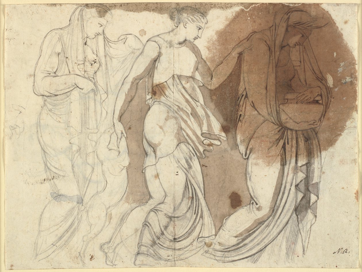 Tre figure femminili, disposte come un rilievo. Tre Horae? (B.S.) da Johann Heinrich Füssli