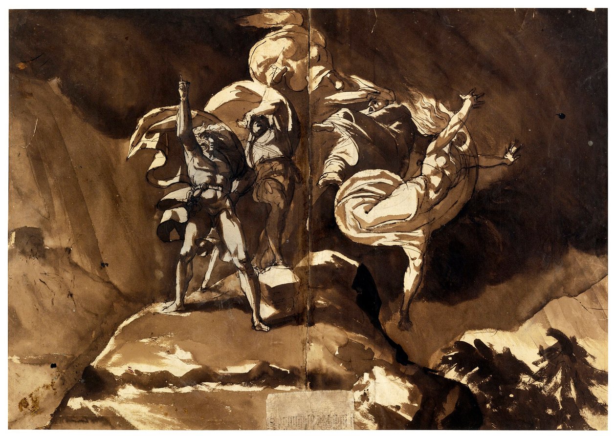 Le streghe fluttuano sopra Macbeth e Banquo da Johann Heinrich Füssli