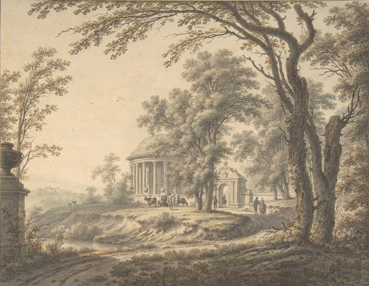 Paesaggio idilliaco con tempio, 1770 da Johann Heinrich Muntz