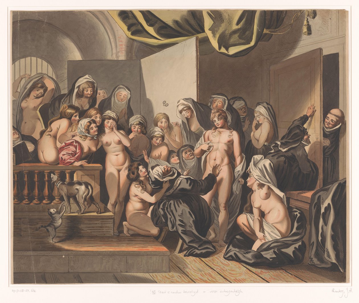 Abdes scopre un giovane uomo tra le sue monache spogliate da Johann Heinrich Ramberg