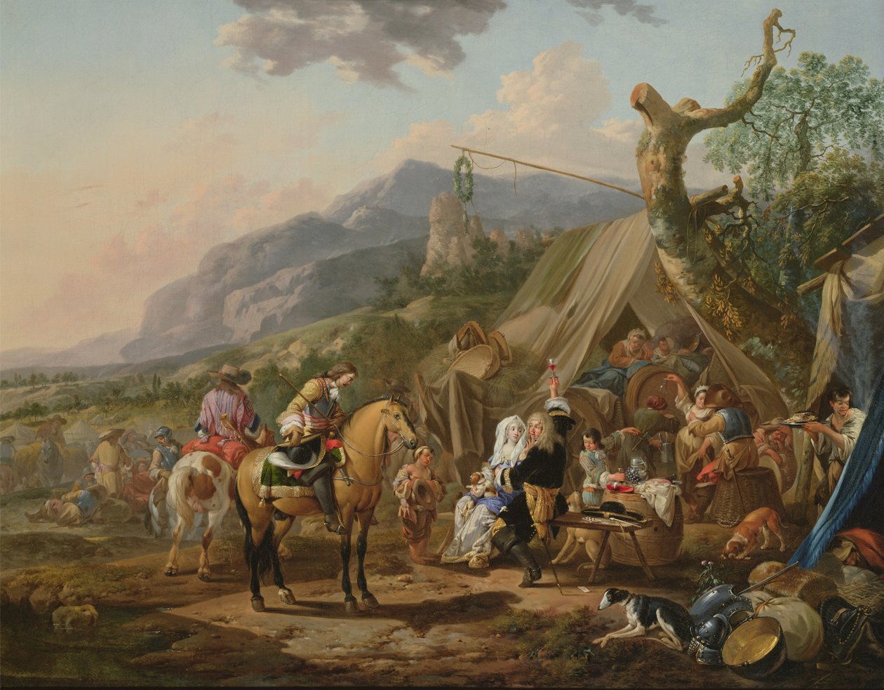 Comandante militare in un accampamento di montagna con festaioli da Johann Heinrich Roos