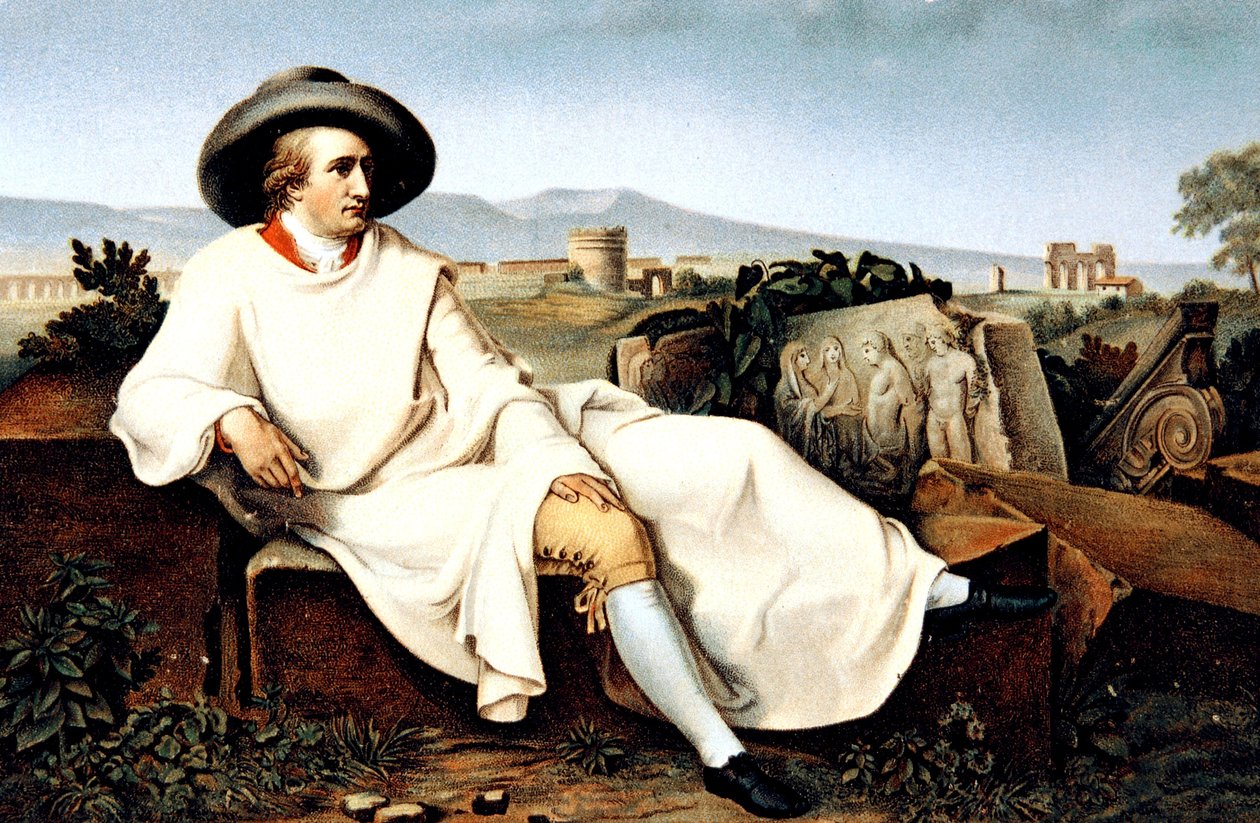 Goethe in Italia, cartolina, c. 1900 da Johann Heinrich Wilhelm (after) Tischbein