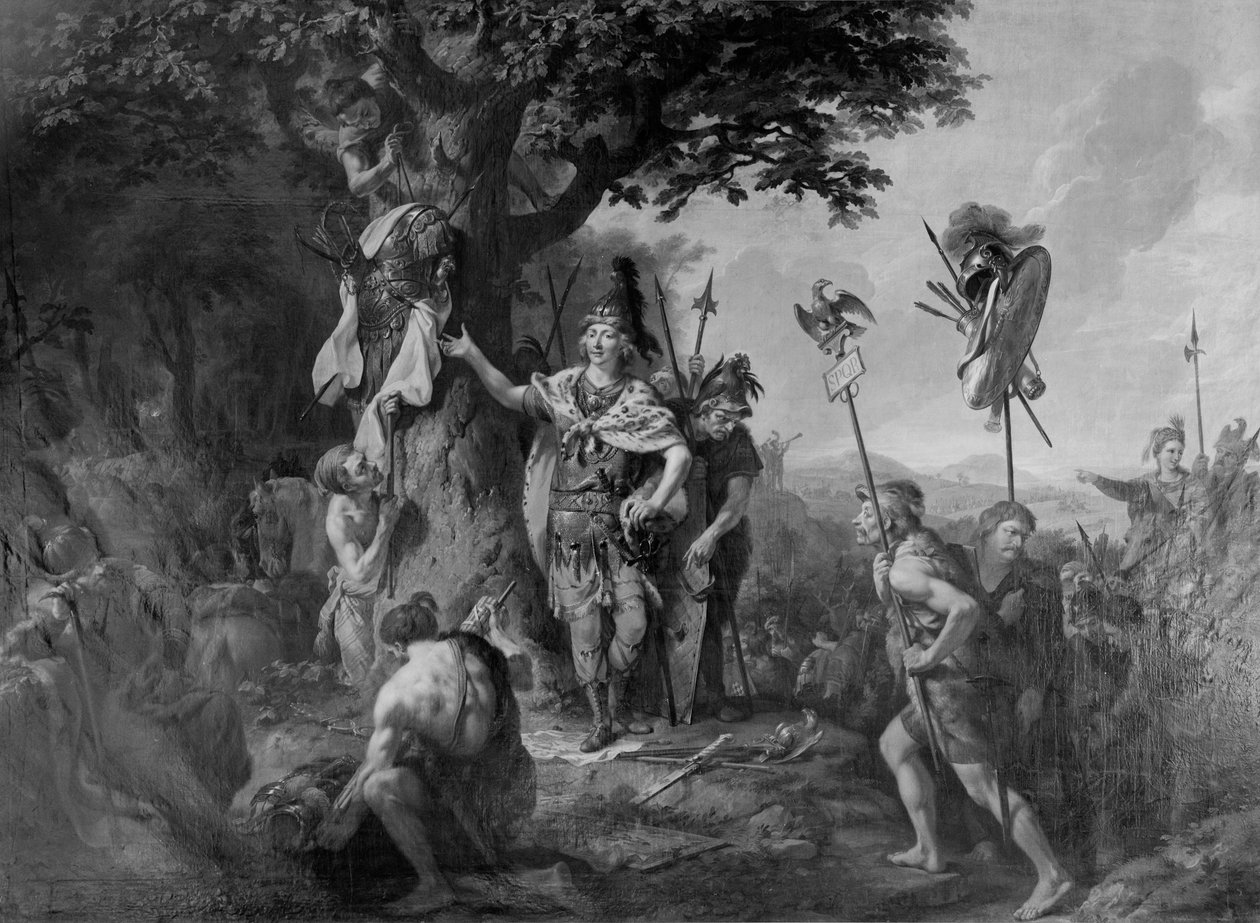 Hermann celebra la vittoria dopo la battaglia nella foresta di Teutoburgo da Johann Heinrich Wilhelm Tischbein