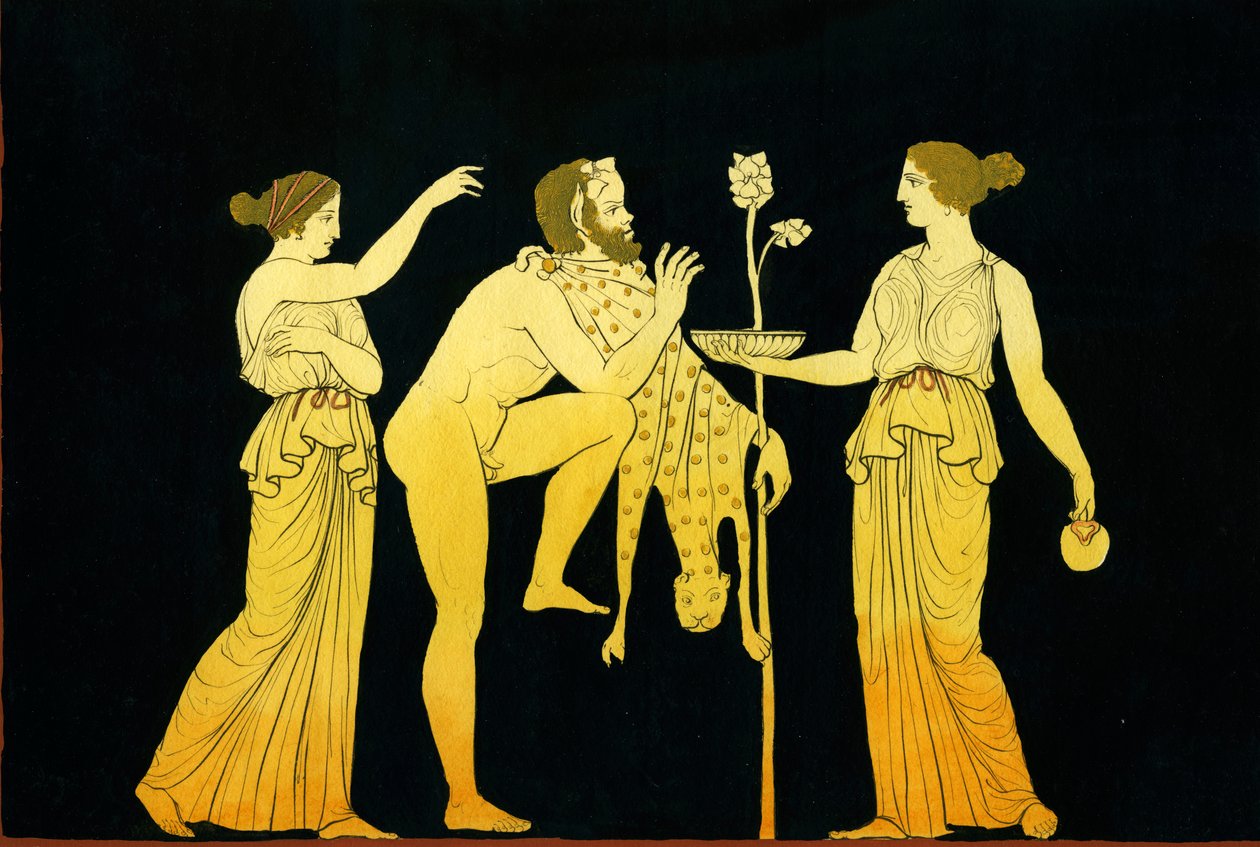 Due menadi offrono vino a Dioniso da Johann Heinrich Wilhelm Tischbein