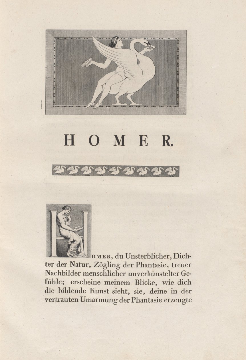 Omero Disegnato da Antichi da Johann Heinrich Wilhelm Tischbein for authors Homer and Christian Gottlob Heyne
