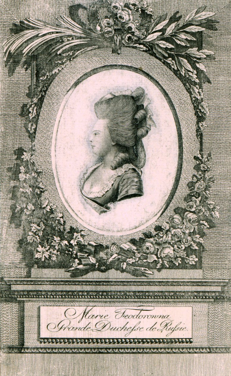 Ritratto della Granduchessa Maria Feodorovna Sophie Dorothea di Württemberg 1759-1828, 1781 da Johann Hieronymus Loeschenkohl