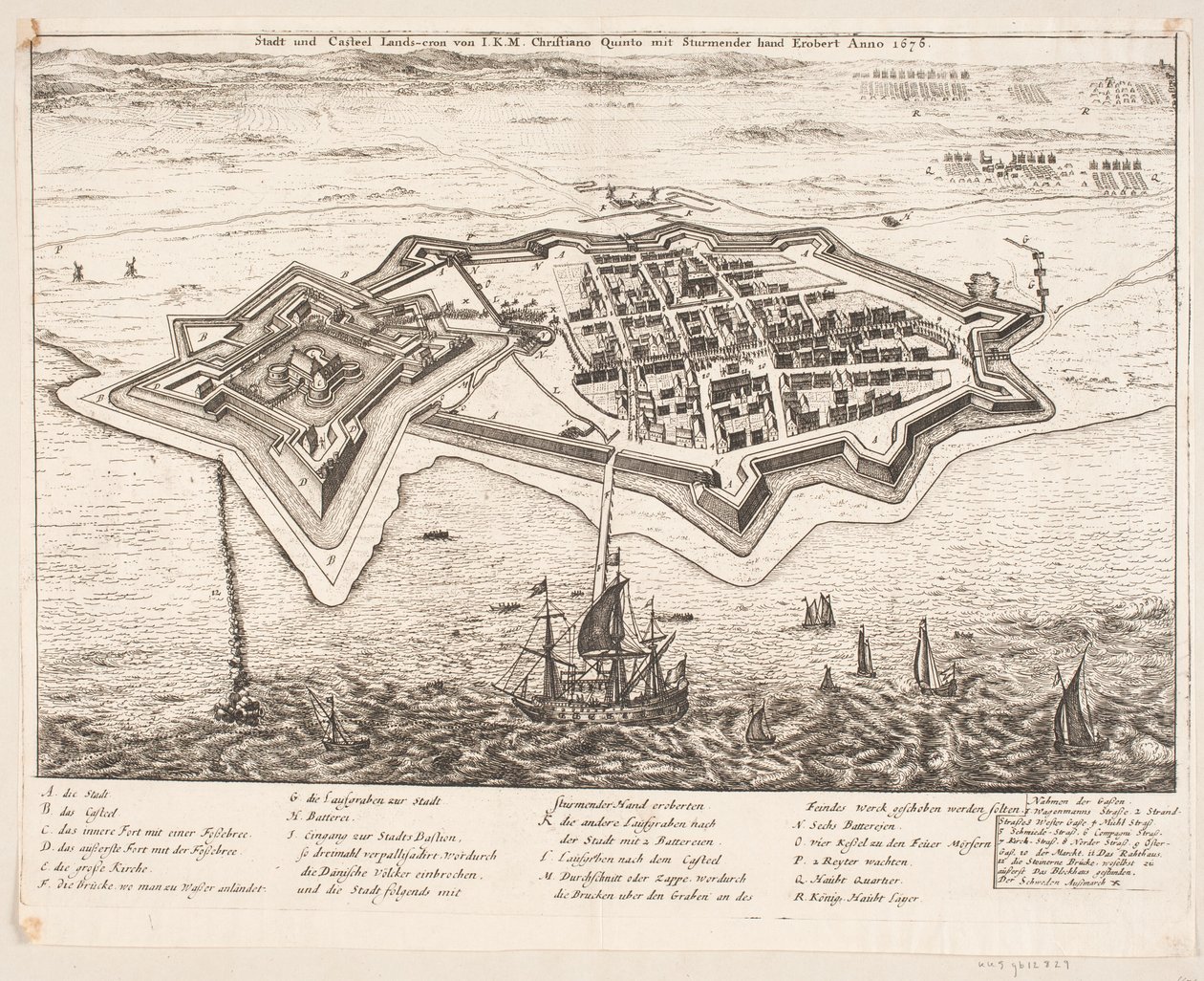 Città e castello di Landscron conquistati da I.K.M Cristiano Quinto nell