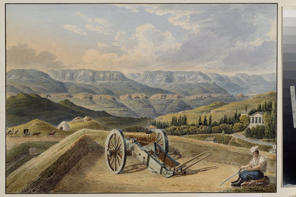 La fortezza di Kislovodsk. Batteria nelle montagne. da Johann Jakob Meyer