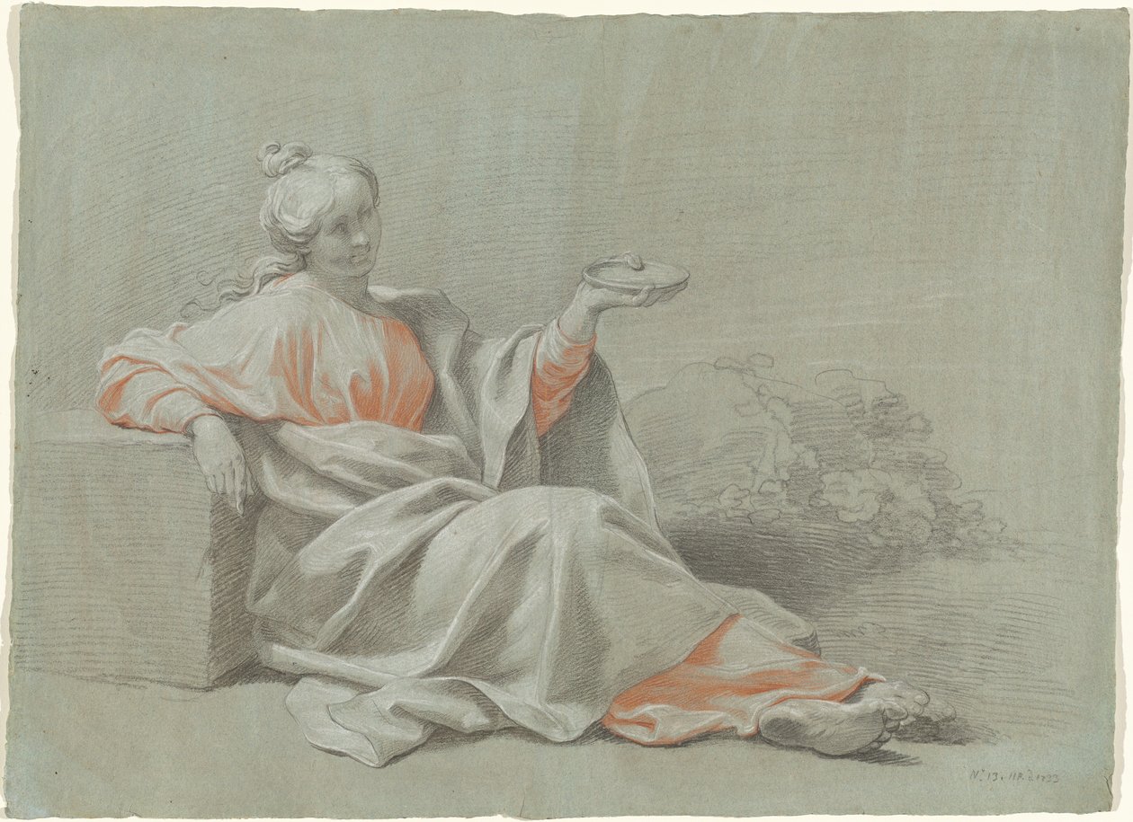 Giovane Donna con una Ciotola, Seduta all
