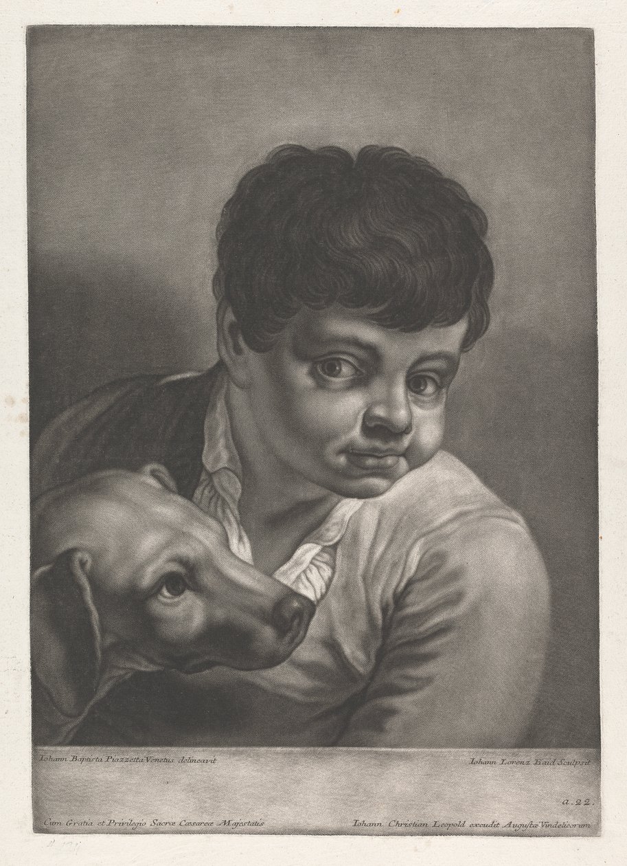 Ritratto di ragazzo e cane da Johann Lorenz Haid