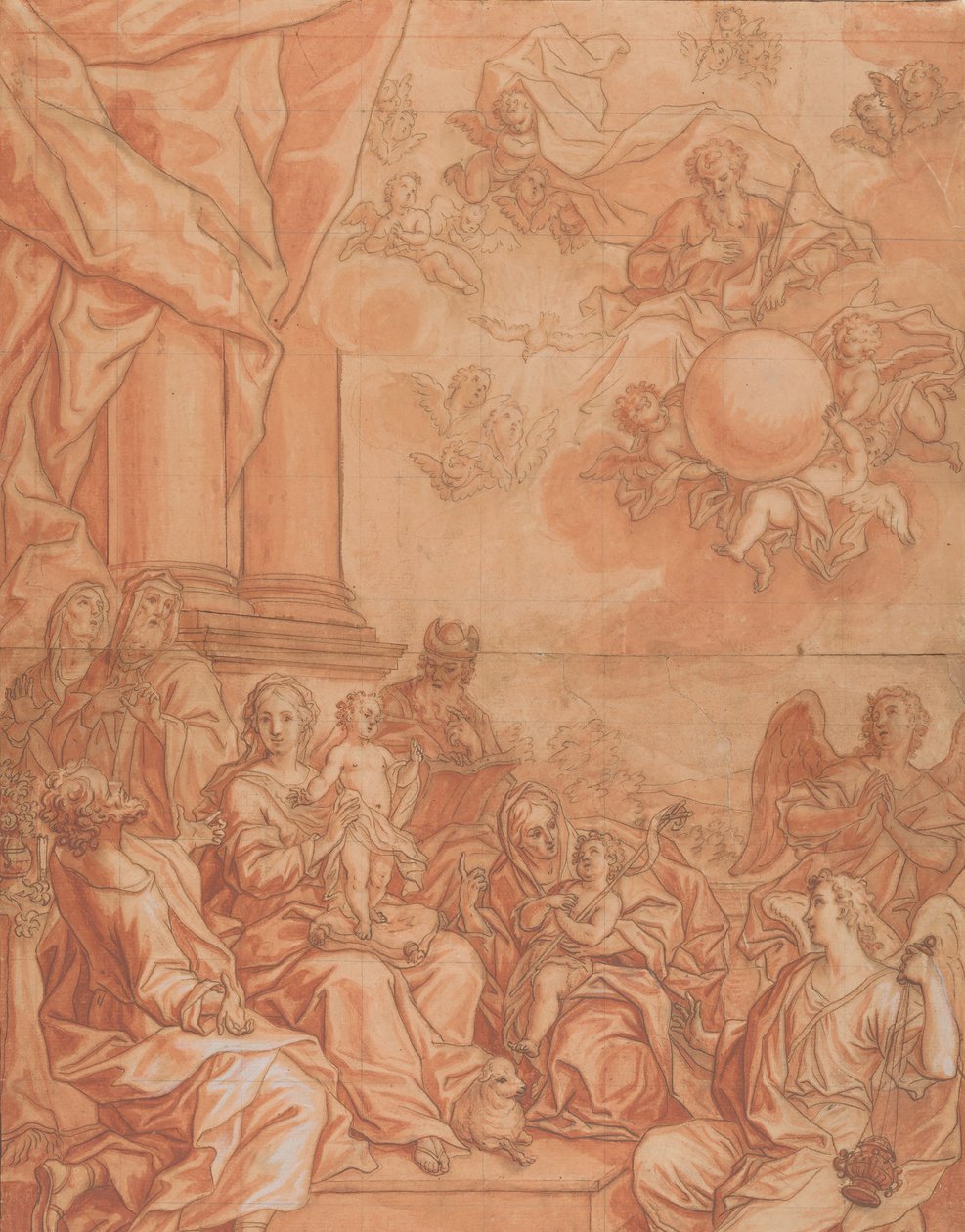 La Vergine e il Bambino con santi e angeli, e Dio Padre nel cielo da Johann Lorenz Haid