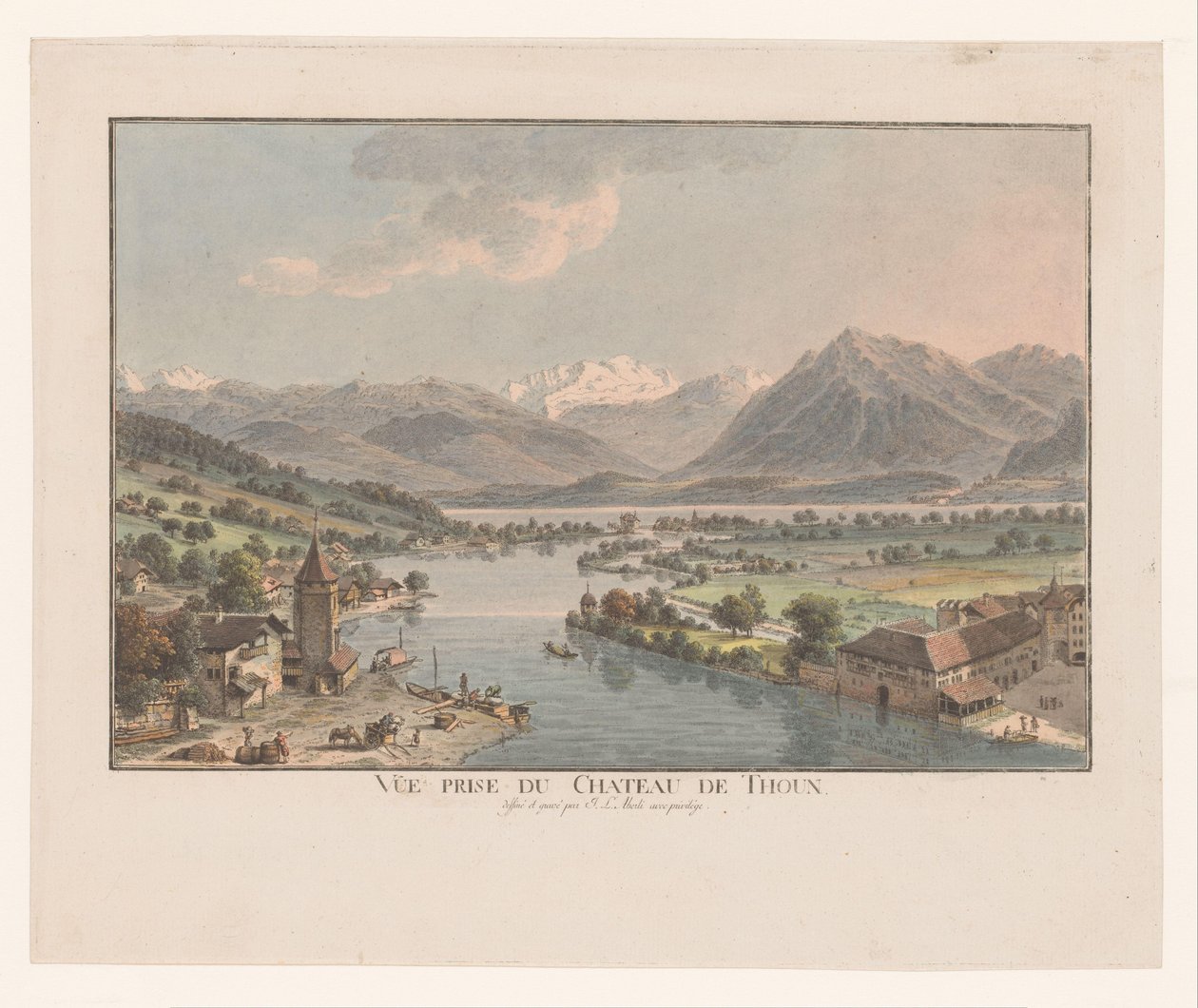 Vista sul Thunersee dal castello di Thun da Johann Ludwig Aberli