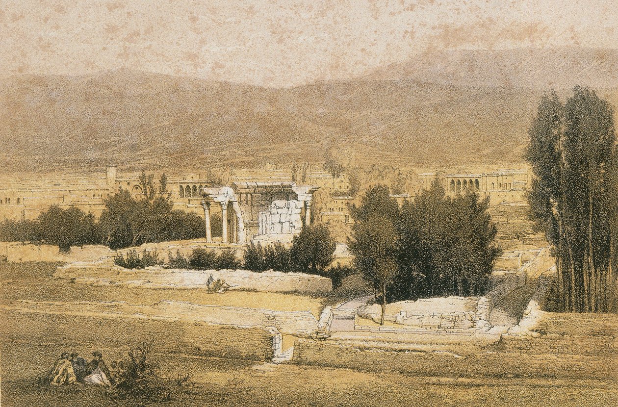 Baalbek. Incisione di Bernatz et alii - Steinkopk J.F. Editore da Johann Martin Bernatz
