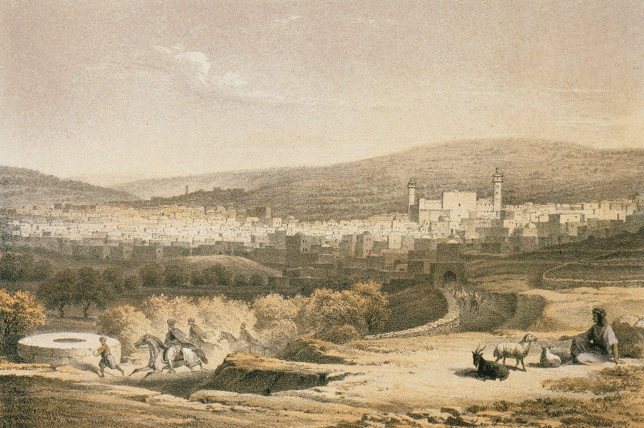 Veduta di Betlemme. Incisione di Bernatz et alii - Steinkopk J.F. Editore da Johann Martin Bernatz