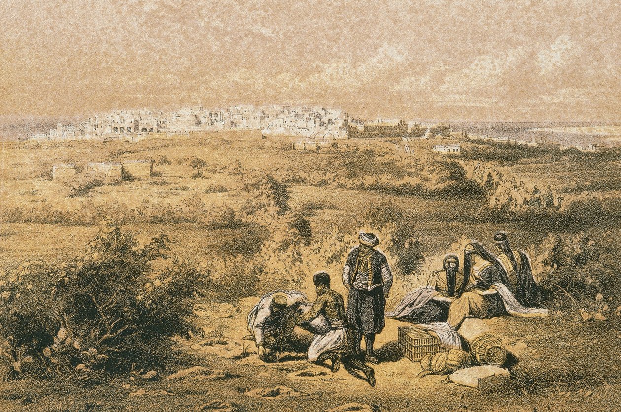 Veduta di Haifa. Incisione di Bernatz et alii - Steinkopk J.F. Editore da Johann Martin Bernatz
