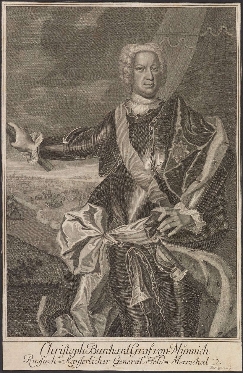 Ritratto del conte Burkhard Christoph von Münnich 1683-1767 da Johann Martin Bernigeroth