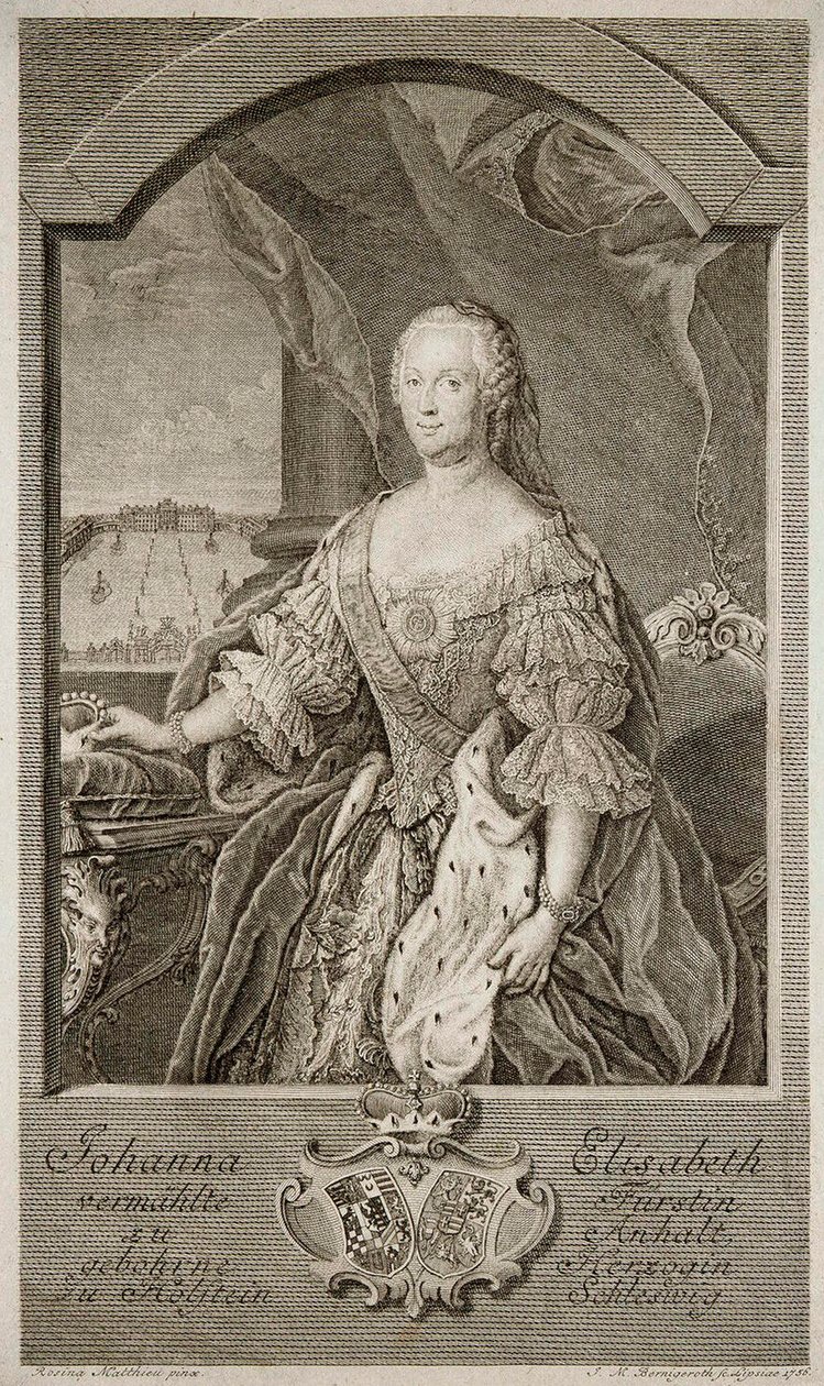 Ritratto di Johanna-Elizabeth, Elettrice di Anhalt-Zerbst, Madre di Caterina II, 1756 da Johann Martin Bernigeroth