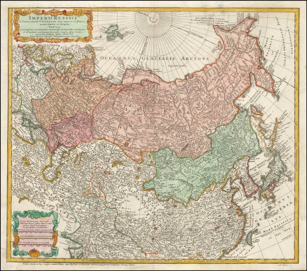 Carta della Russia e della Tartaria del 1730 di Johann Matthias Hase da Johann Matthias Hase