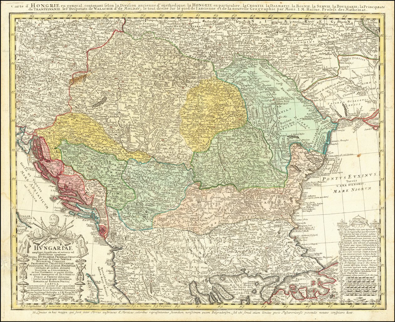 Carta del 1744 della penisola balcanica centrata sul Regno d