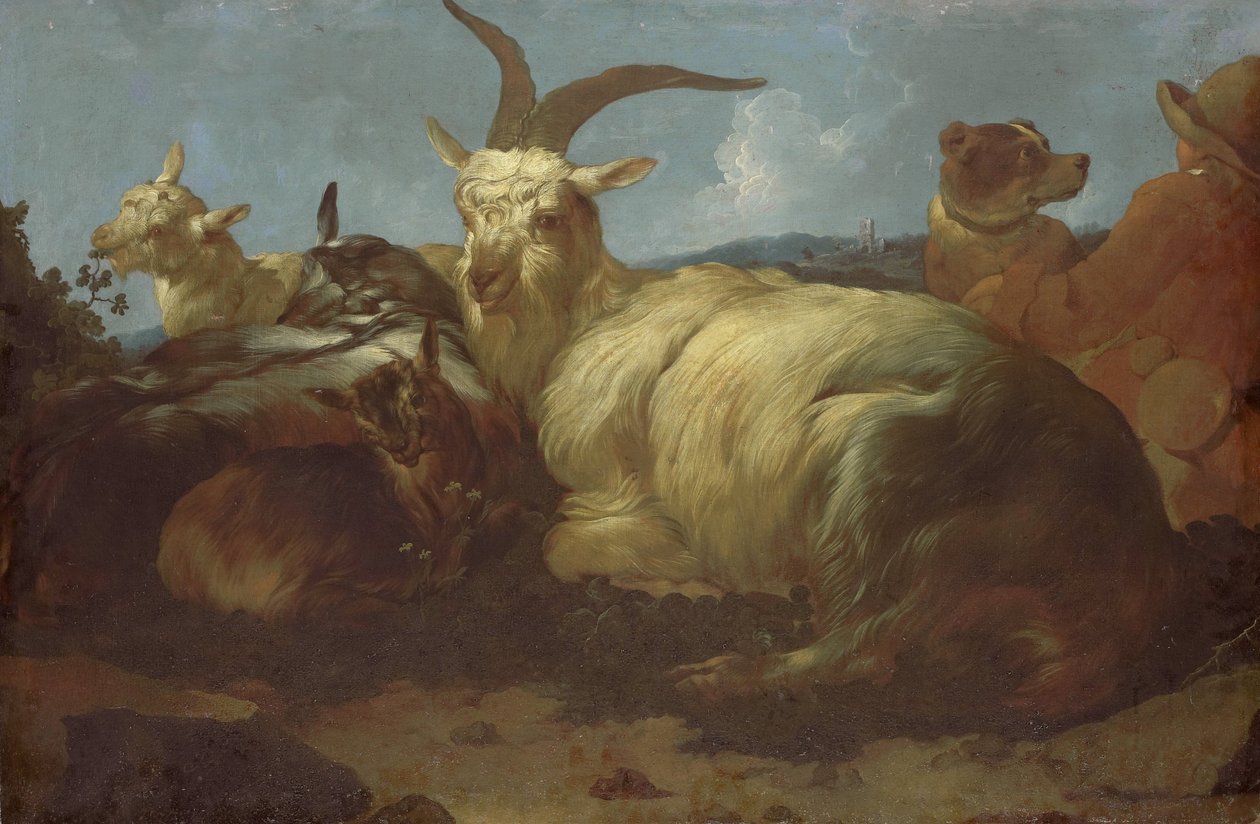 Un capraio che guarda i suoi animali da Johann Melchior Roos