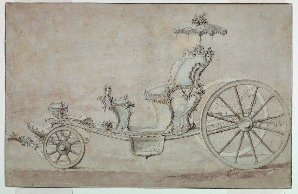 Disegno, Progetto di una cabriolet, prima del 1750 da Johann Michael Hoppenhaupt II