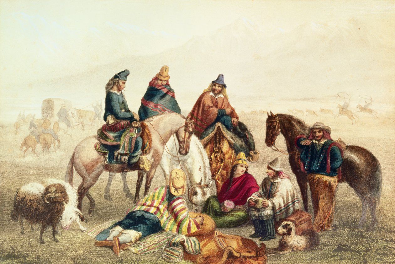 Costumi dei contadini cileni, illustrazione da 