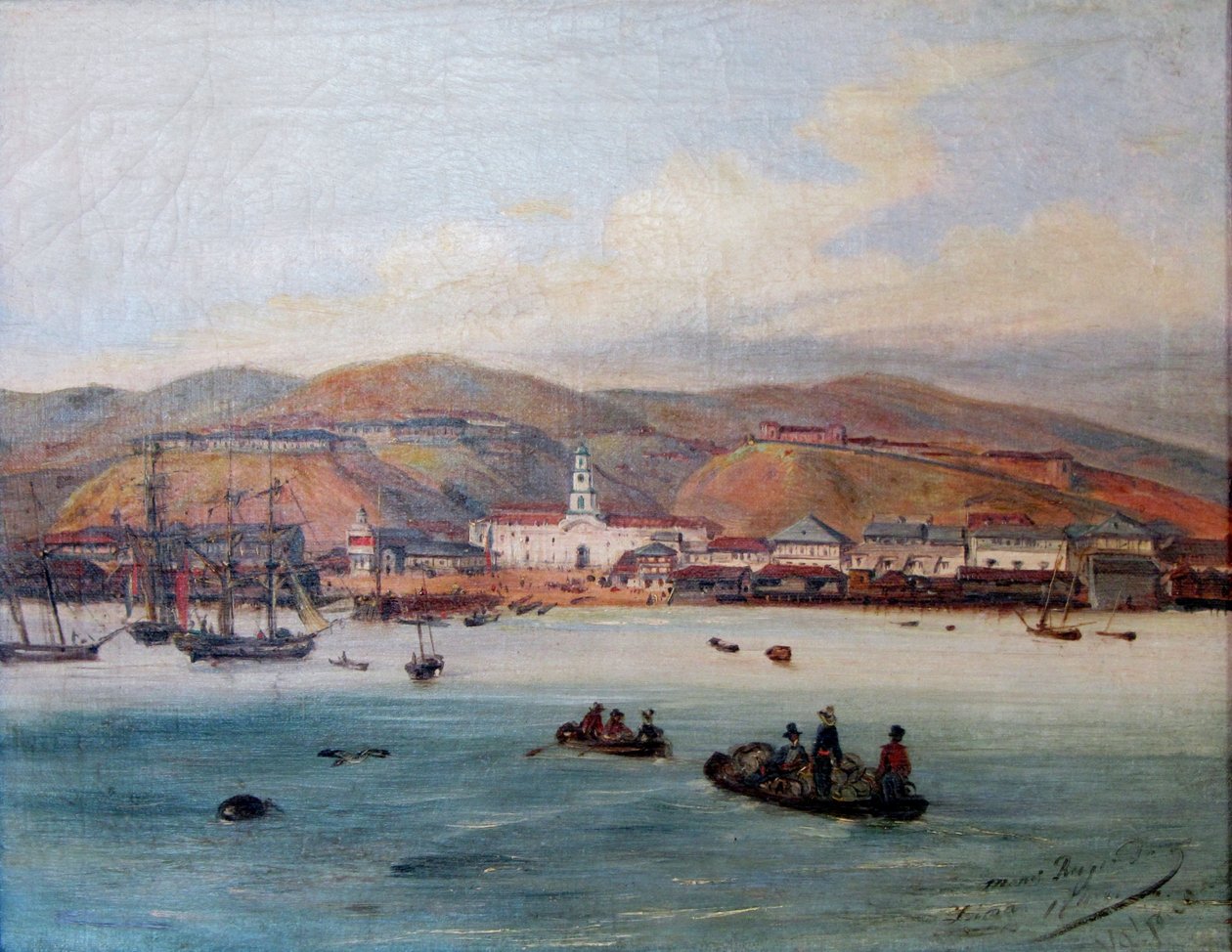 Spagnolo: El puerto de Valparaíso Il porto di Valparaíso da Johann Moritz Rugendas