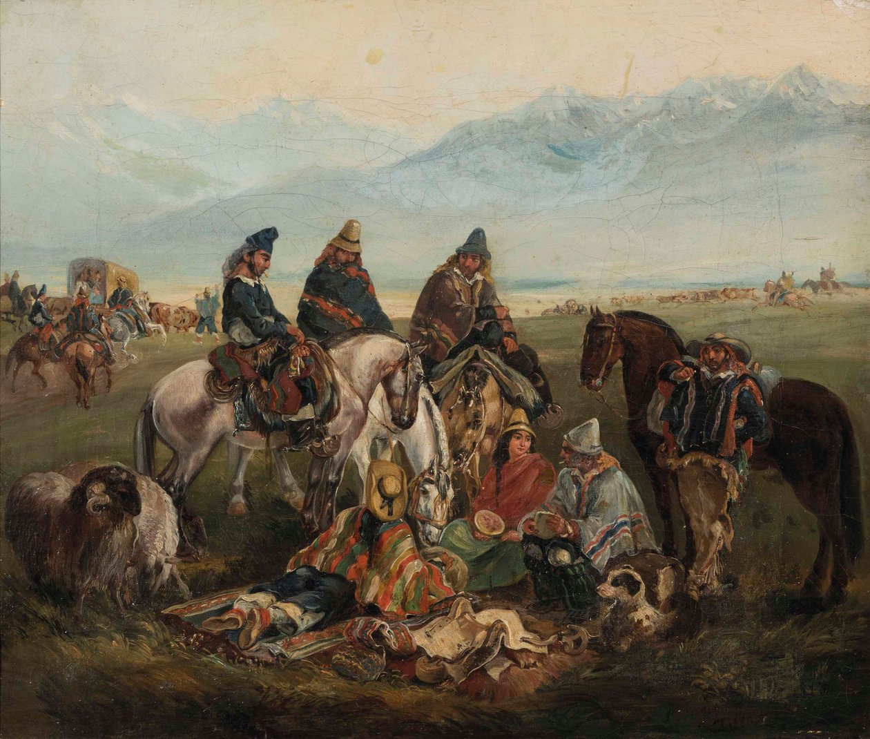Spagnolo: Huasos maulinos Huasos della regione del Maule da Johann Moritz Rugendas
