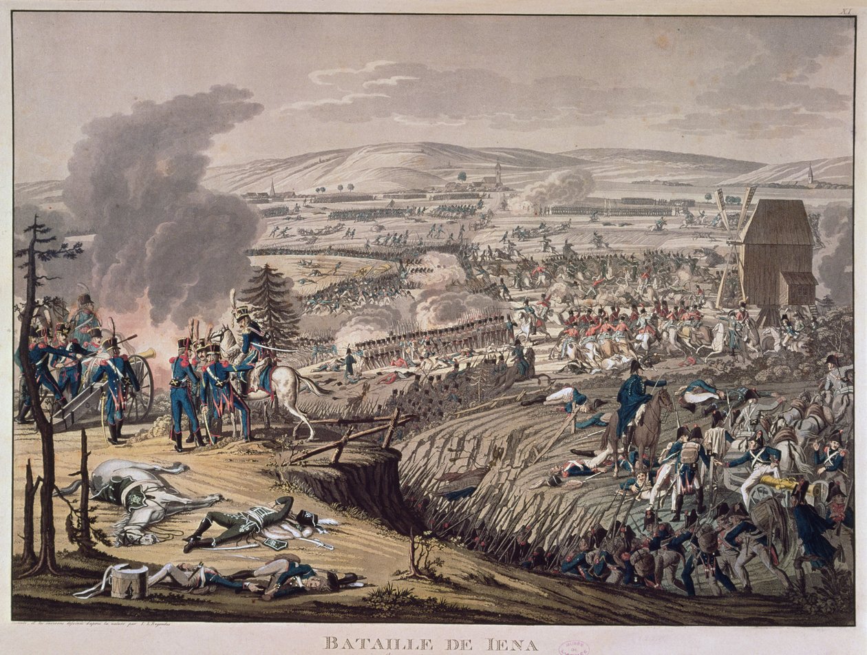 La battaglia di Jena, con i villaggi di Klein-Romstedt, Hermstedt e Stobra sullo sfondo da Johann Moritz Rugendas