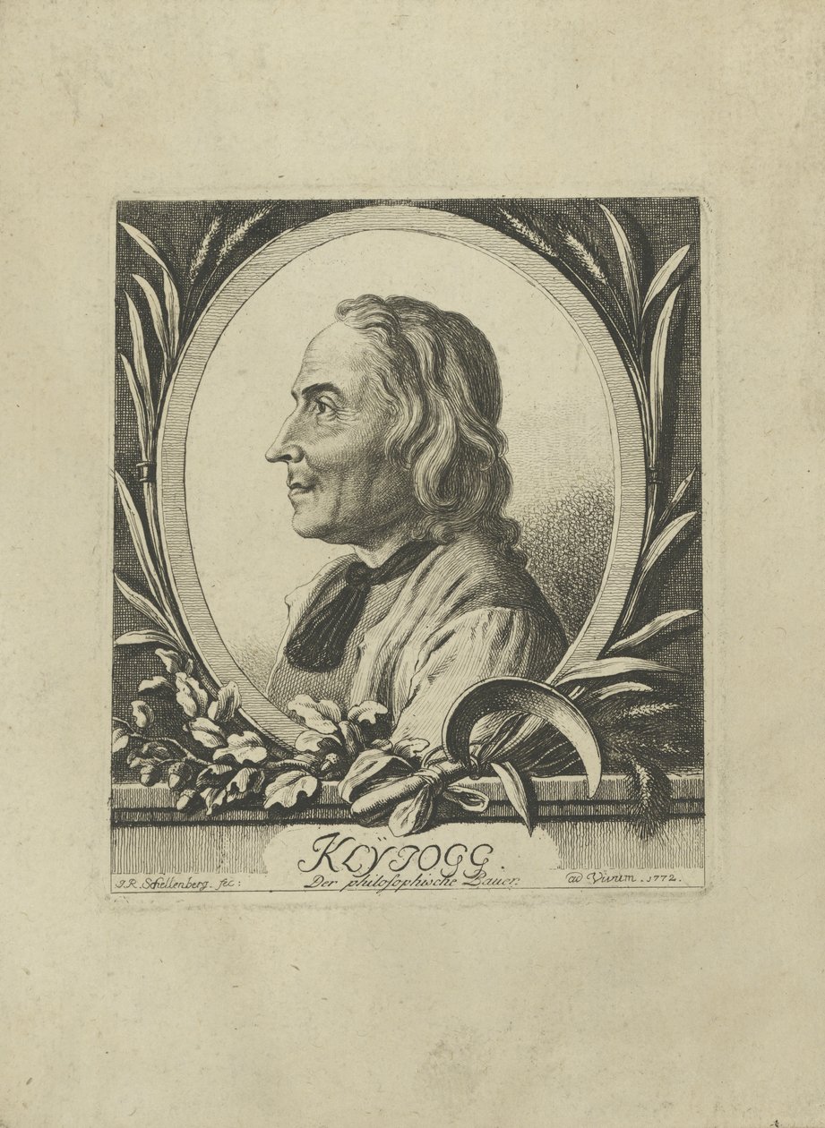 Ritratto di Jakob Kleinjogg Gujer 1718-1785, 1772 da Johann Rudolf Schellenberg