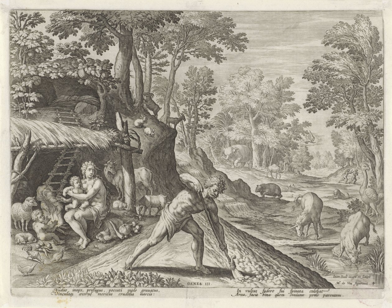 Adamo ed Eva al lavoro fuori dal Paradiso Terrestre da Johann Sadeler (I)