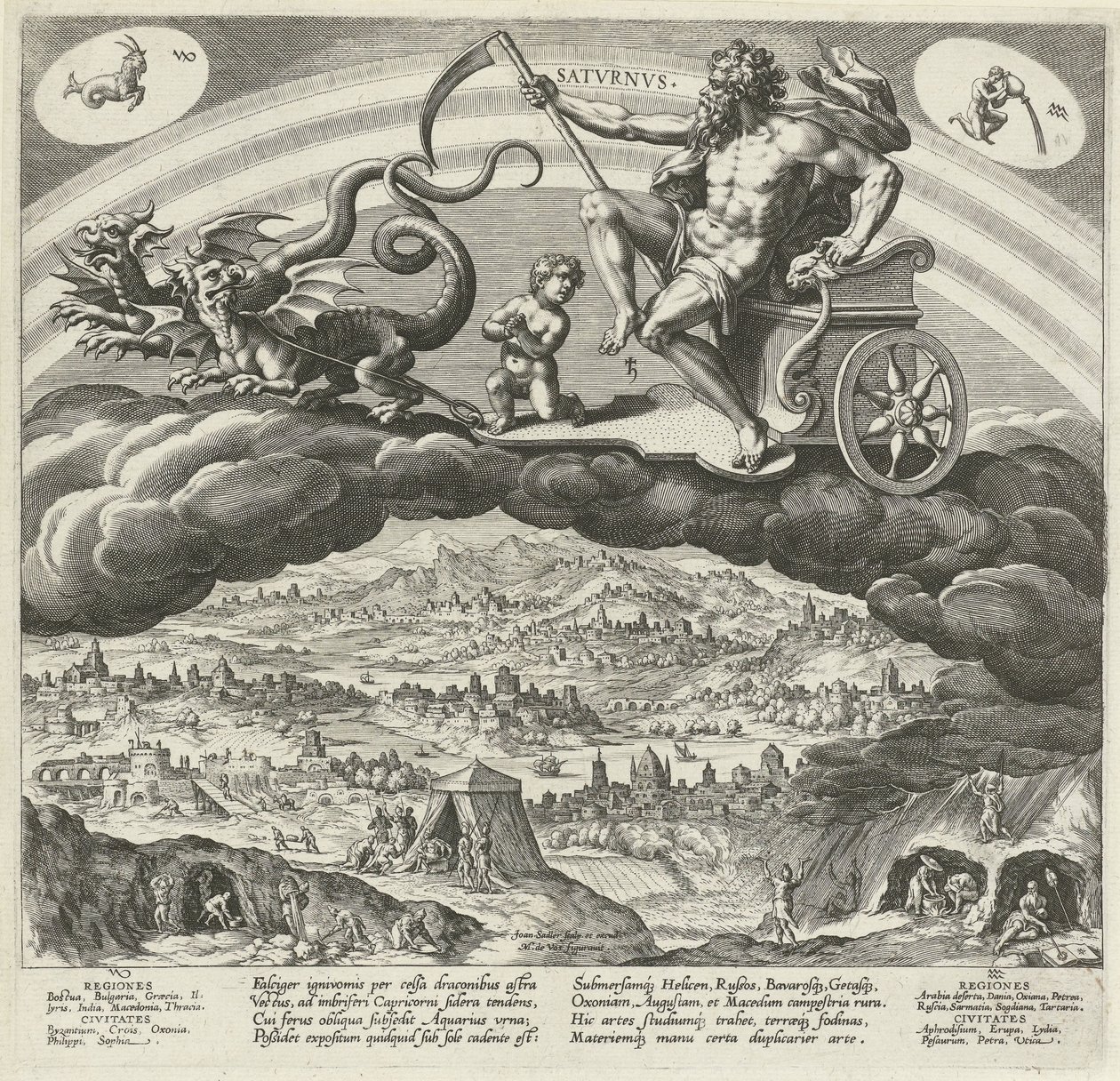 Il pianeta Saturno e la sua influenza sul mondo (serie: I sette pianeti) da Johann Sadeler (I)