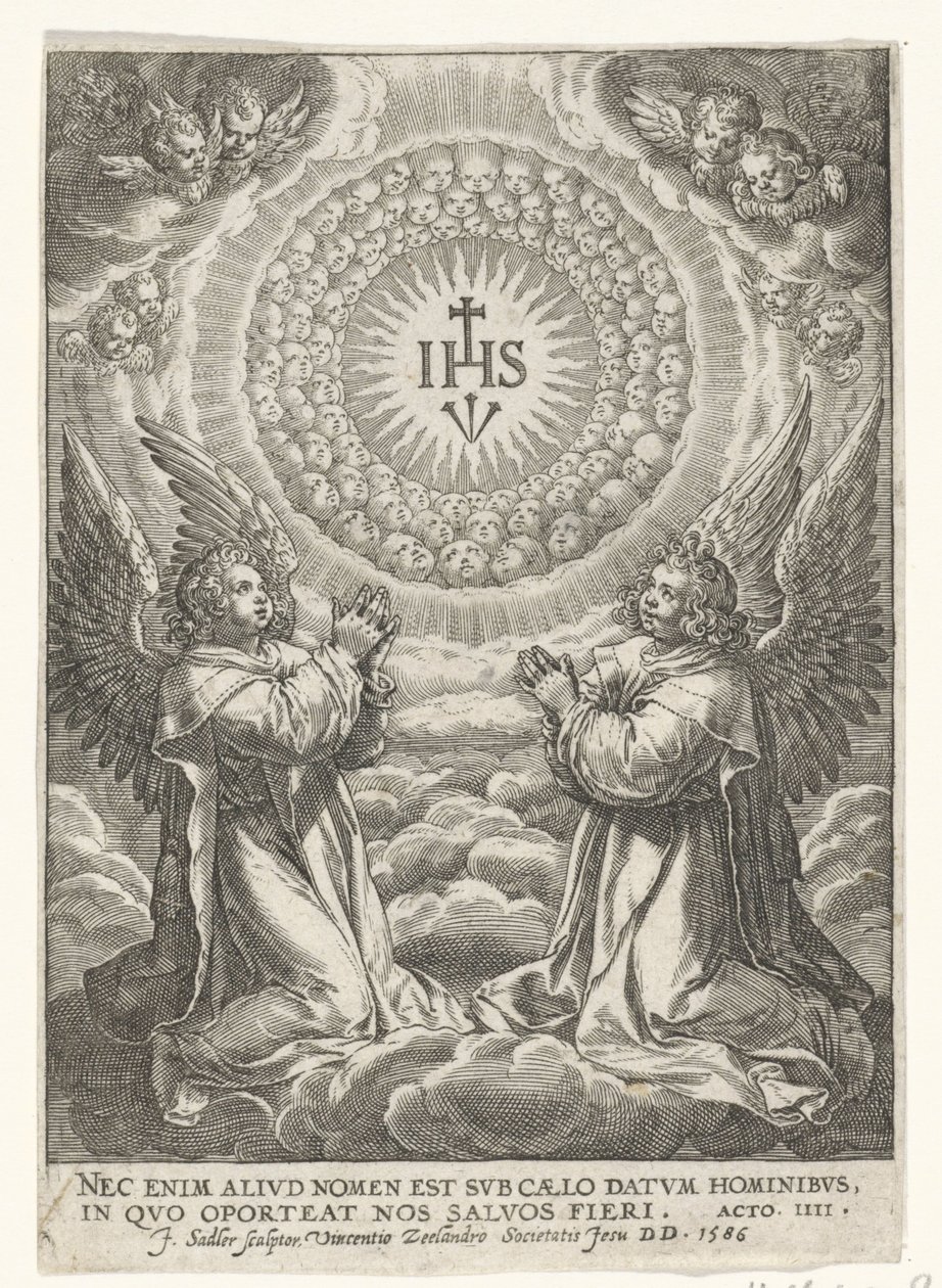 Angeli adorano il monogramma di Cristo da Johann Sadeler (I)