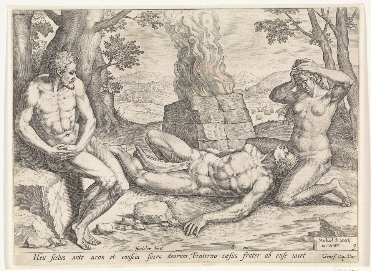 Eva piange la morte di Abele Storia di Caino e Abele (titolo della serie) da Johann Sadeler (I)