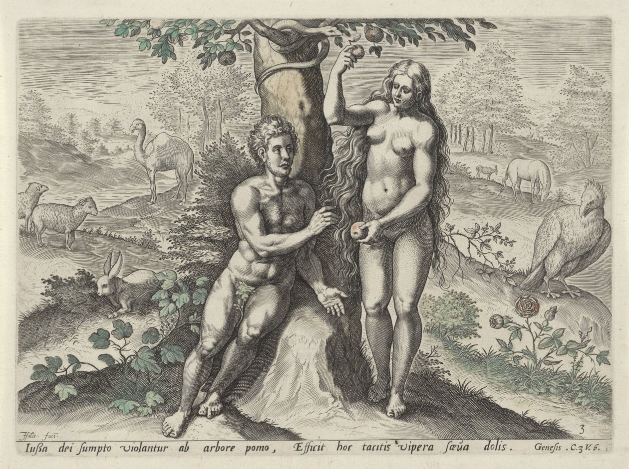 Eva tenta Adamo (Zondeval van de mens) da Johann Sadeler (I)