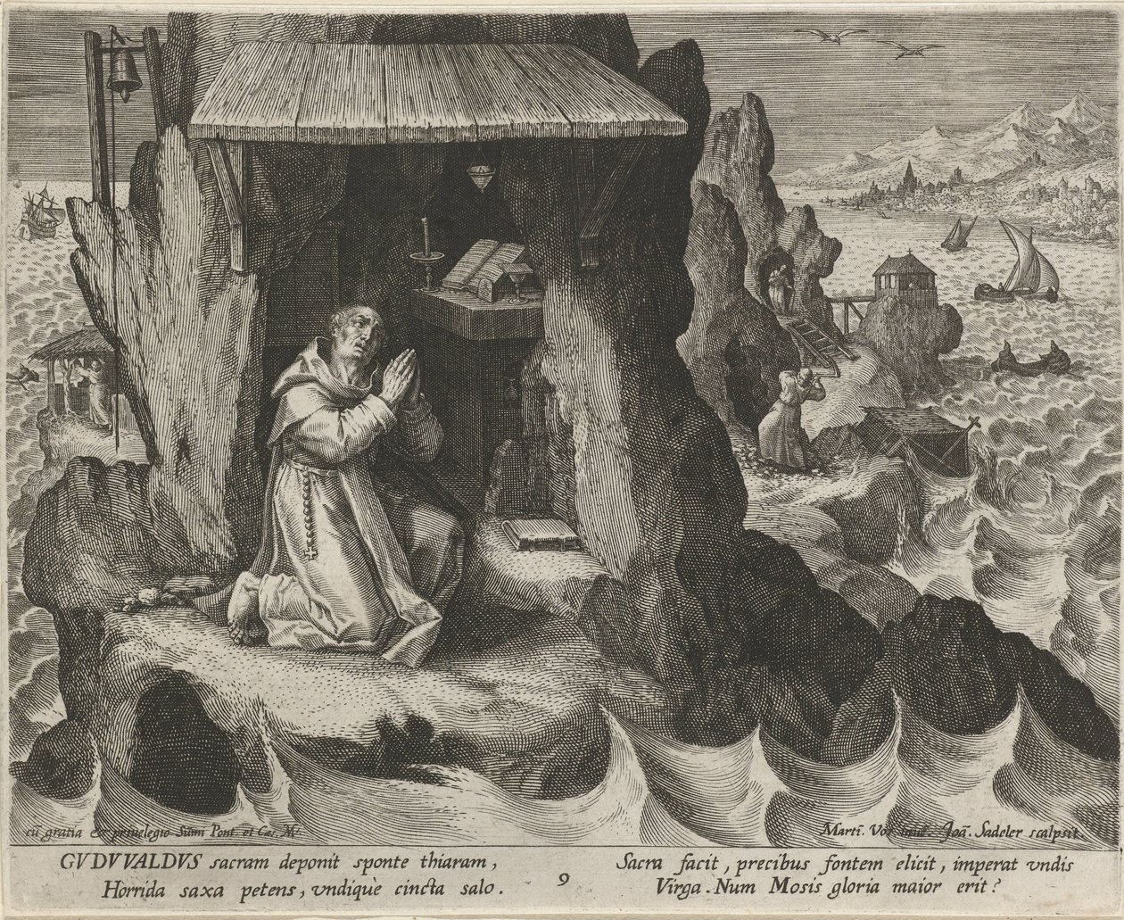 San Gudwal del Galles come eremita da Johann Sadeler (I)