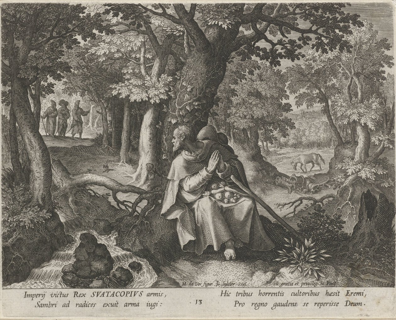 San Suatacopio come eremita (La vita virtuosa degli eremiti, Trophaeum vitae solitariae) da Johann Sadeler (I)