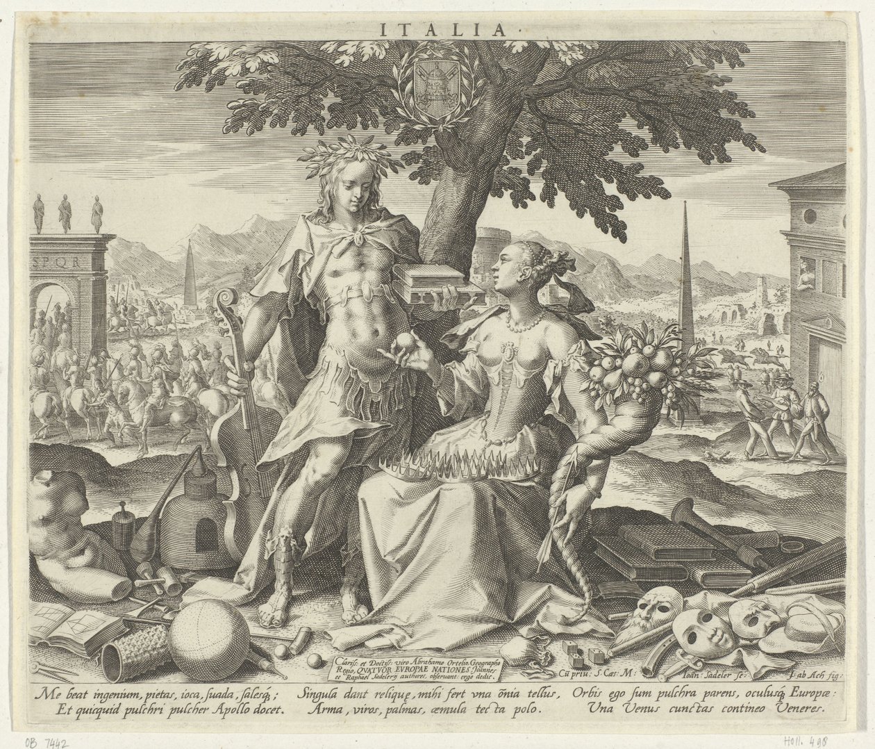 Italia, con Venere e Apollo (Italia) (Rappresentazioni allegoriche dei paesi europei) da Johann Sadeler (I)